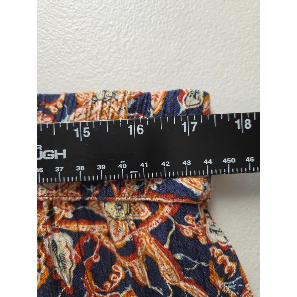 Wonderly Floral Paisley Tiered Maxi‎ Skirt XL Navy Rust Boho Rayon Crinkle Flowy - Picture 4 of 7